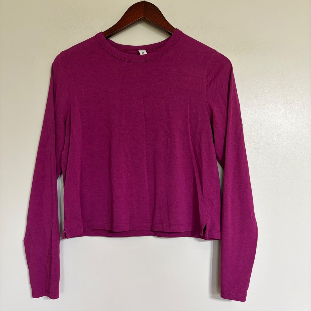 Lululemon Cates Long Sleeve Shirt Magenta Purple Cotton Linen Blend Size 6